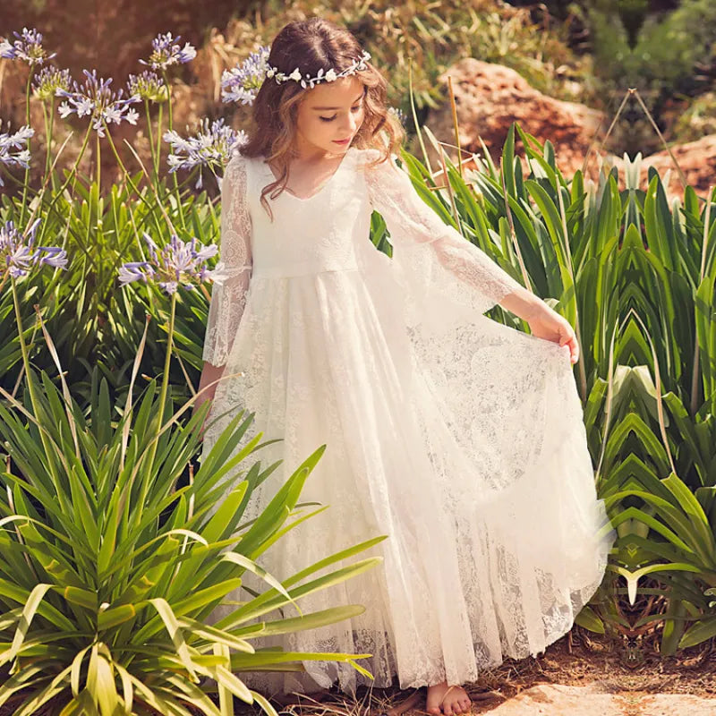 Girls white bohemian discount dress