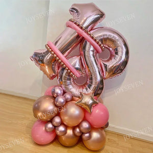 32Pcs Rose Gold Number Foil Balloons Set Metallic Latex Balloons For  Birthday Party Decorations - Cute As A Button Boutique