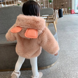 Cute Big Ears Plush Baby Jacket 2023 Autumn Winter Warm Coats For Girls - Cute As A Button Boutique