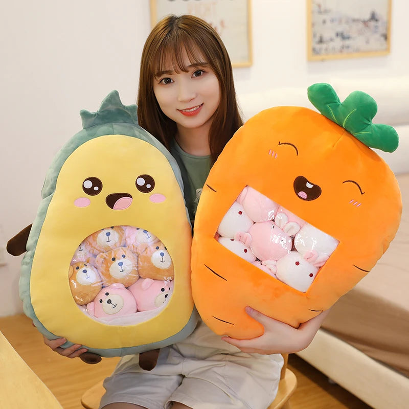 A Bag Of Fruit Toy Stuffed Soft Pillow Plush Strawberry Avocado Banana Kids Toys