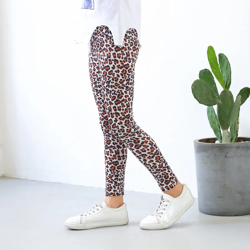 Girls' leggings Spring  Thin Children's Stretch Printed Pants