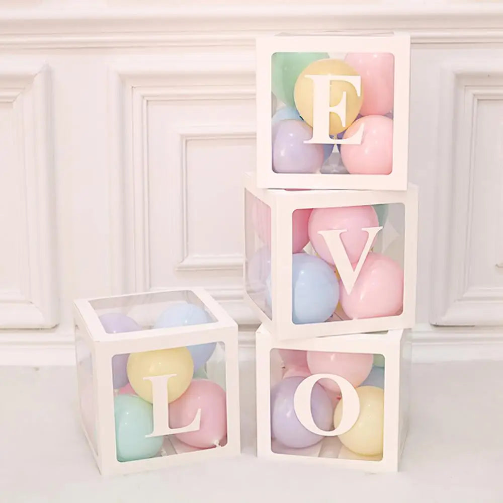 Transparent Name Balloon Box Baby Shower Decorations Birthday Party Decor Supplies - Cute As A Button Boutique