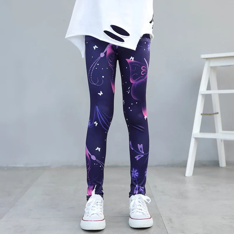 Girls' leggings Spring  Thin Children's Stretch Printed Pants