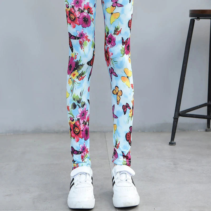 Girls' leggings Spring  Thin Children's Stretch Printed Pants