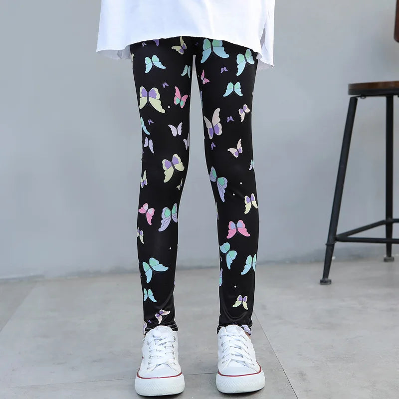 Girls' leggings Spring  Thin Children's Stretch Printed Pants