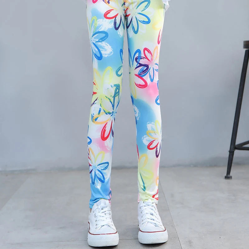 Girls' leggings Spring  Thin Children's Stretch Printed Pants