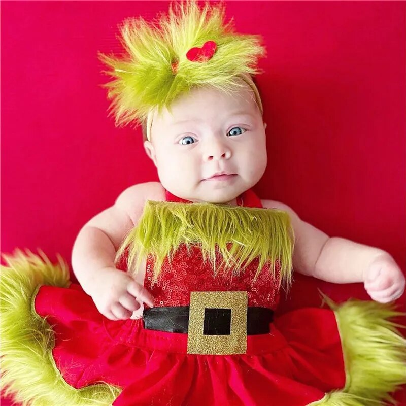 Christmas Baby Sequin Bodysuit Dress, Sleeveless Backless Romper Dress Kids XMAS Clothing, 0-24Months - Cute As A Button Boutique