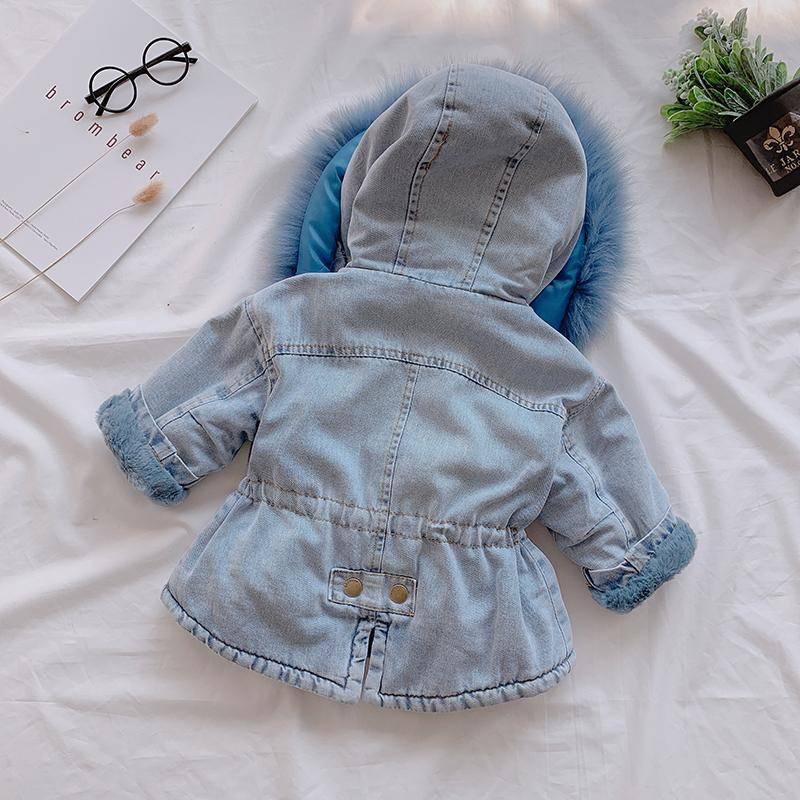 Baby Girls Coats Clothes 2023 Winter Denim Jackets With Fur Hooded Coats For Girls Children Jackets - Cute As A Button Boutique