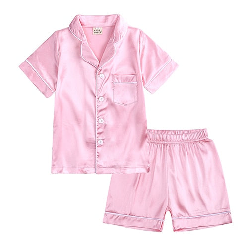 Silk Satin Top Pant 2pcs Infant Baby Girl Pajamas Long sleeve Pyjamas Satin Set  Nightgown Child Sleepwear - Cute As A Button Boutique