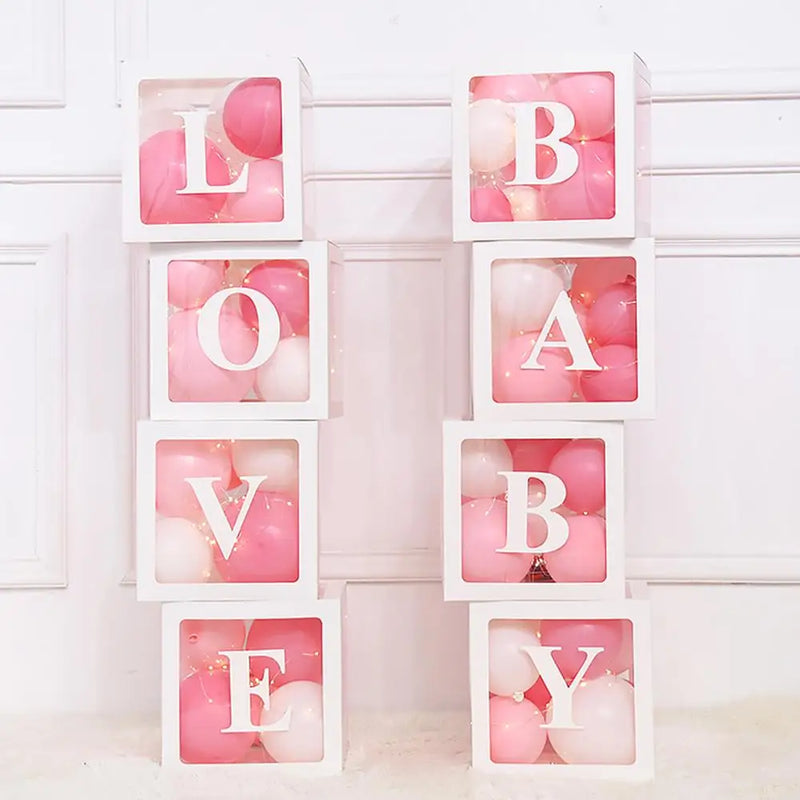 Transparent Name Balloon Box Baby Shower Decorations Birthday Party Decor Supplies - Cute As A Button Boutique