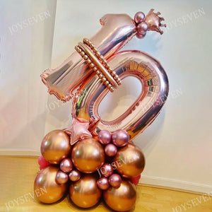 32Pcs Rose Gold Number Foil Balloons Set Metallic Latex Balloons For  Birthday Party Decorations - Cute As A Button Boutique