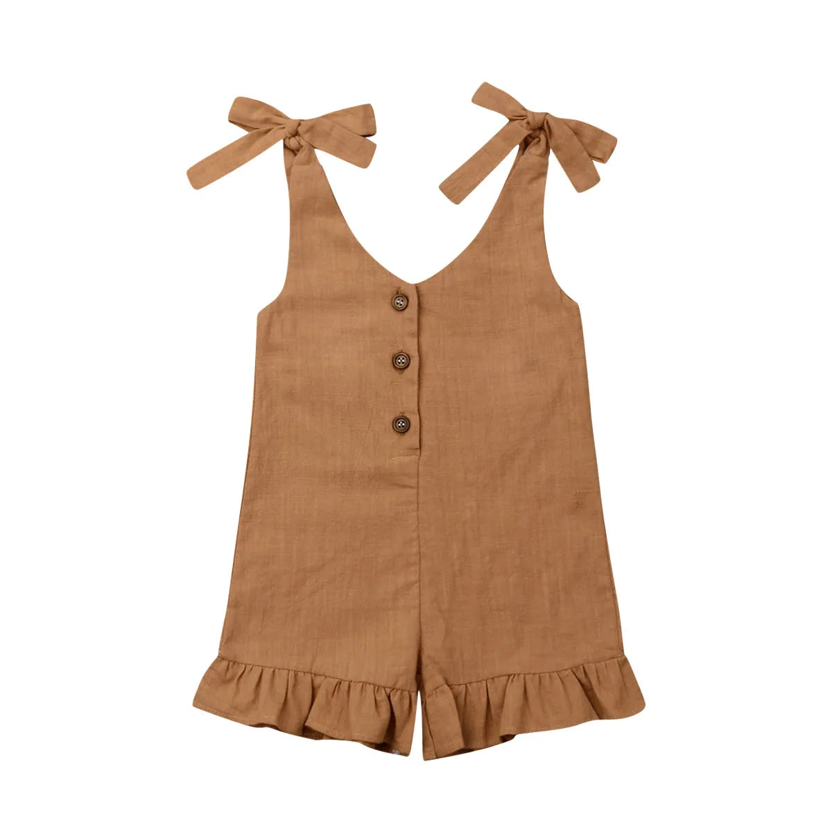 New Baby Girl Cotton Linen Clothes Girls Ruffle Romper Kids Jumpsuit