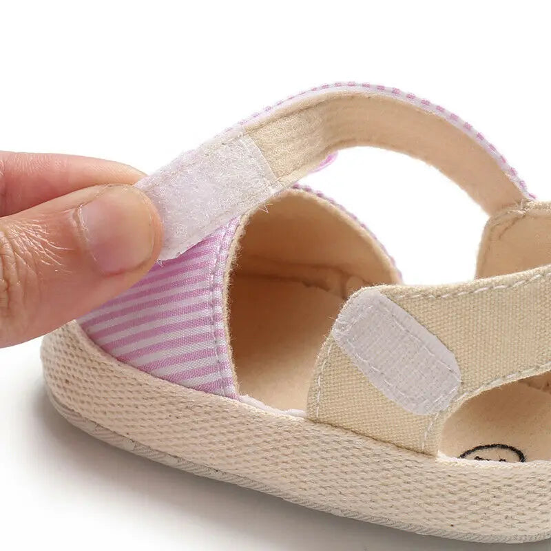 Children Summer Shoes Newborn Infants Anti-slip Striped Bow Prewalker 0-18M