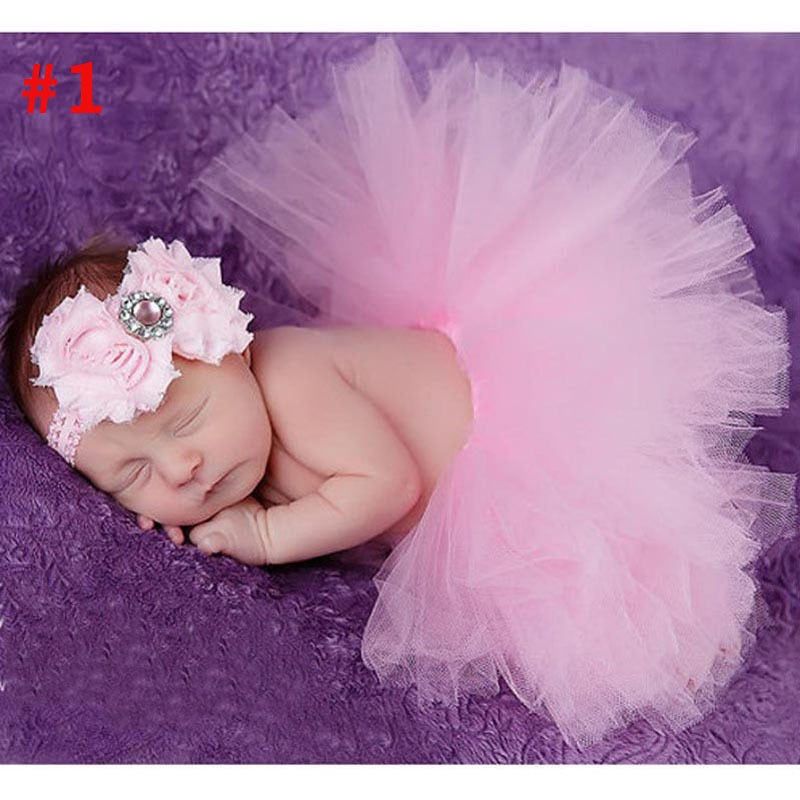 Princess Newborn Tutu and Vintage Flower Headband Newborn Baby Photography Prop Tutu Sets For Baby Girls - Cute As A Button Boutique