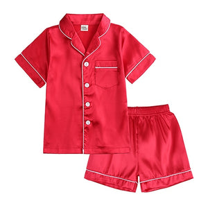 Silk Satin Top Pant 2pcs Infant Baby Girl Pajamas Long sleeve Pyjamas Satin Set  Nightgown Child Sleepwear - Cute As A Button Boutique