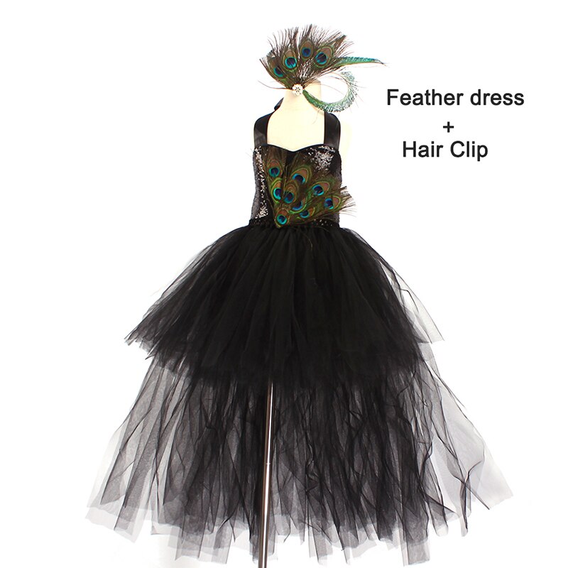 Fancy Peacock Feather Girl Tutu Dress with Wing Kids Deluxe Peacock Tutu Costume Halloween  Party - Cute As A Button Boutique