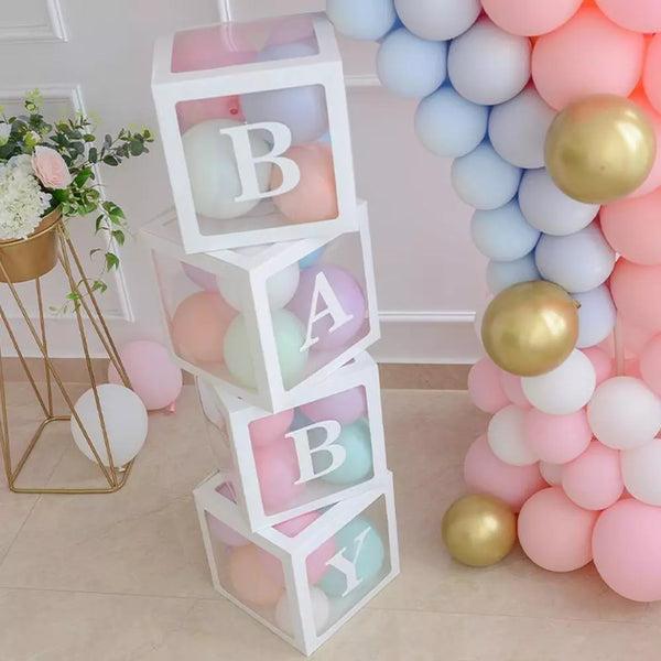 Transparent Name Balloon Box Baby Shower Decorations Birthday Party Decor Supplies - Cute As A Button Boutique