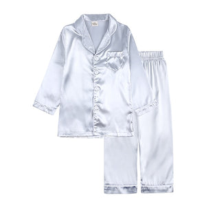 Silk Satin Top Pant 2pcs Infant Baby Girl Pajamas Long sleeve Pyjamas Satin Set  Nightgown Child Sleepwear - Cute As A Button Boutique