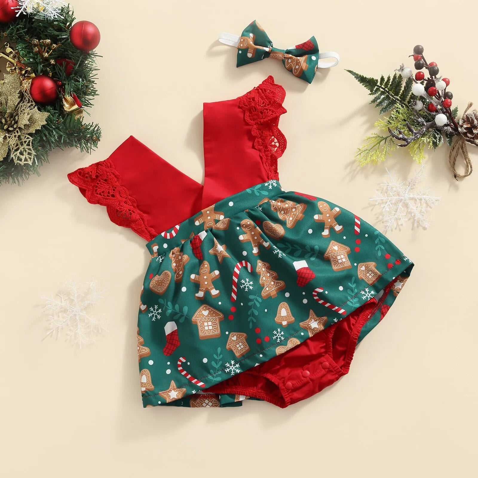 Baby 0-18M 1st Christmas Newborn Infant Baby Girls Romper - Cute As A Button Boutique