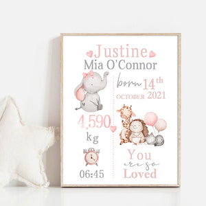 HD Print Custom Name Birth Poster - Cute As A Button Boutique