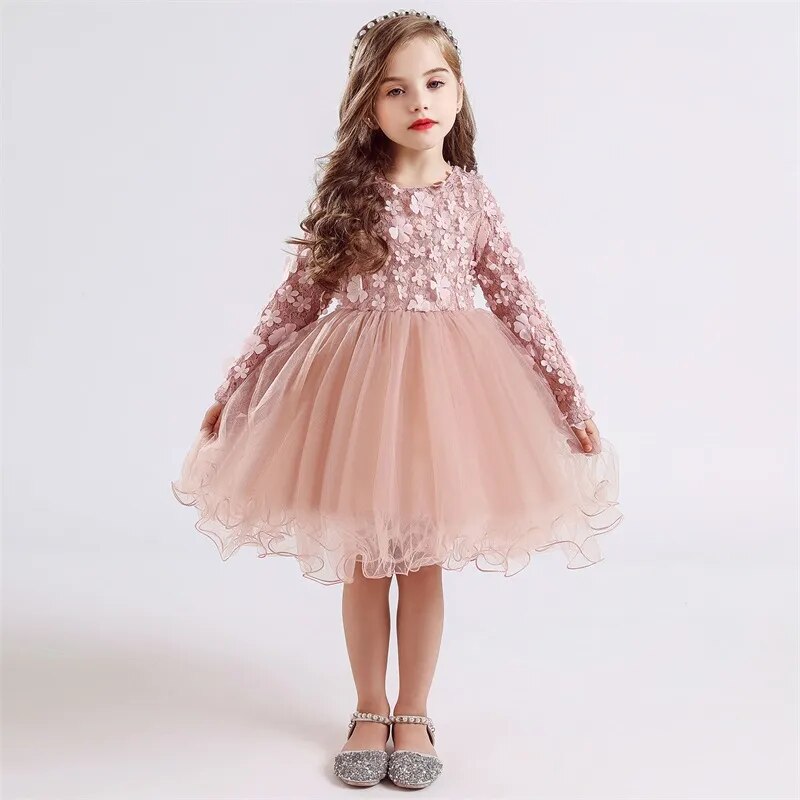 Autumn Long Sleeve Tulle Dress - Cute As A Button Boutique