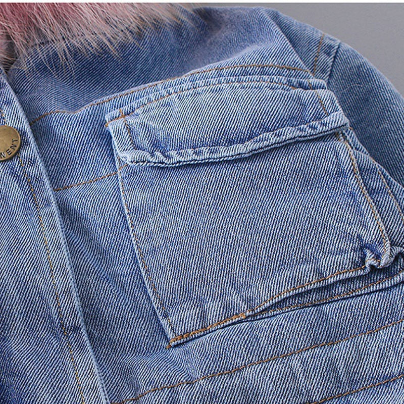 Baby Girls Coats Clothes 2023 Winter Denim Jackets With Fur Hooded Coats For Girls Children Jackets - Cute As A Button Boutique