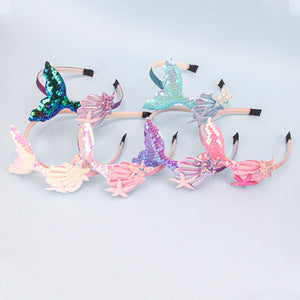 Girls Hairbands Mermaid Headwear Color Sequin Shells Shiny Princess Sweet Children's Hair Accessories - Cute As A Button Boutique