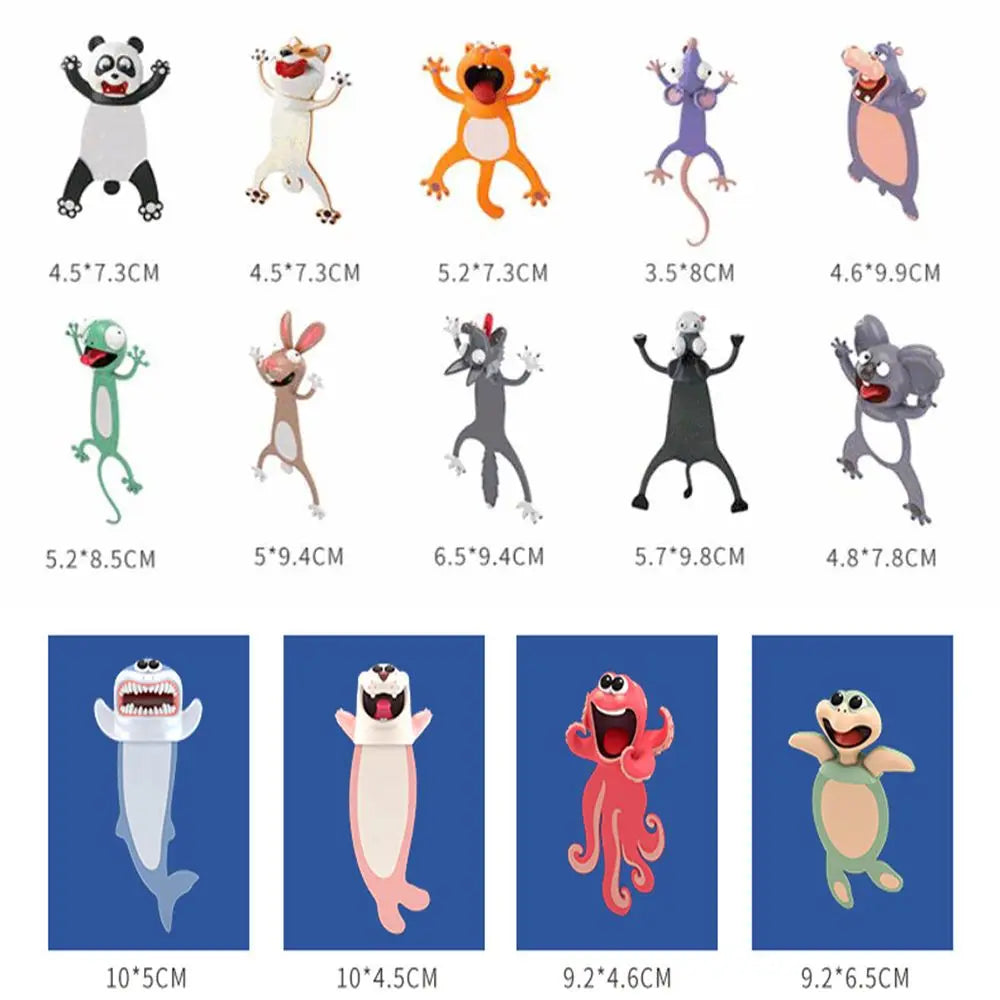 3D Cartoon Marker Animal Bookmarks  Creative Stationery for Kids