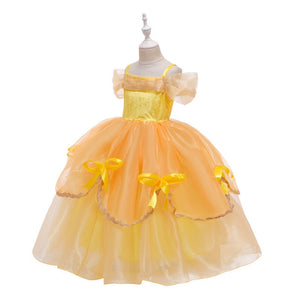 Girl Belle Dress Up Children Party Princess Costume LED Light Kids Beauty and The Beast Halloween Carnival Outfit - Cute As A Button Boutique