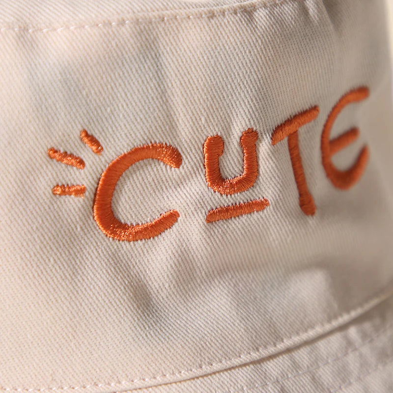 Double Sided Baby Bucket Hat Cute Letter Embroidered