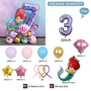 Disney Mermaid Party Number Balloons Purple 0-9 Number Foil Balloon Party Decoratio - Cute As A Button Boutique