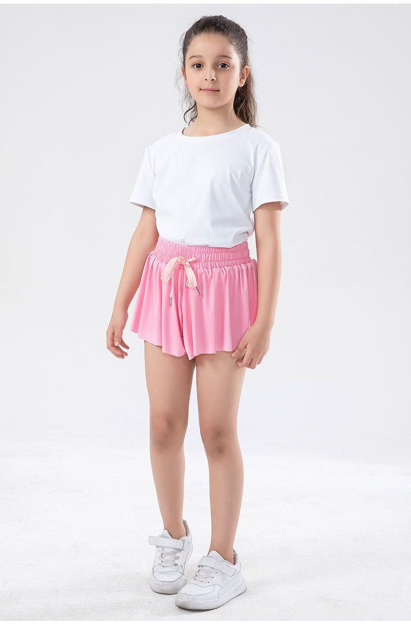 Girls Flowy Shorts Butterfly Shorts With Pocket 2-in-1 Athletic Shorts For Kids Active Workout Sports Tennis 3-15 Years - Cute As A Button Boutique