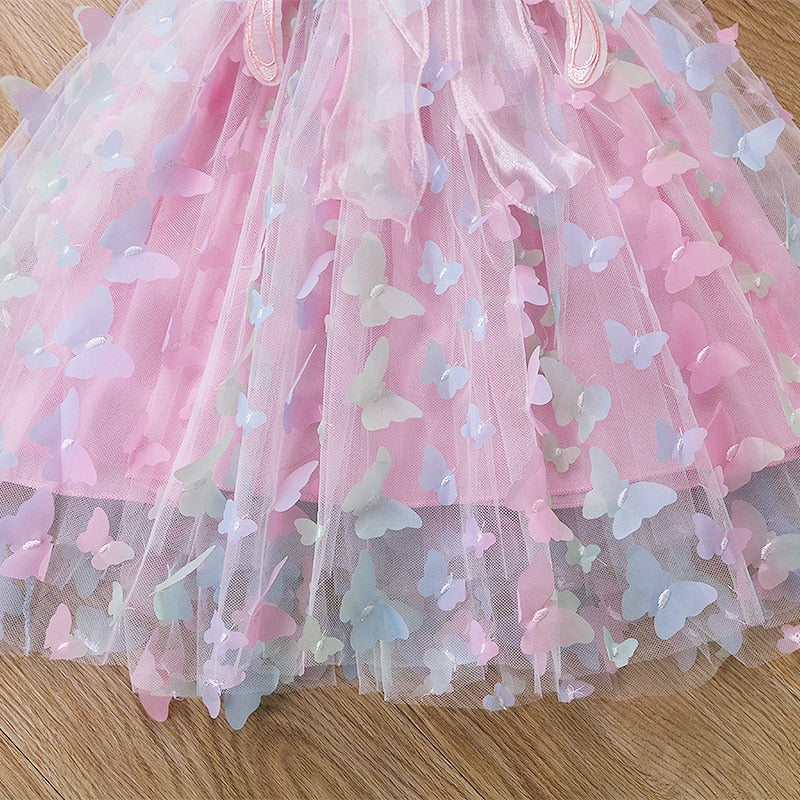 Girls Butterfly Wings Fairy Princess lights up Dress Lovely Kids Summer Sleeveless Tulle Dress Child Birthday Party Gown - Cute As A Button Boutique