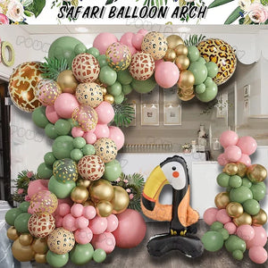 Jungle Safari Animal Giraffe Number Balloon Garland Set Kid 1 2 3 Year Birthday Party Decor - Cute As A Button Boutique