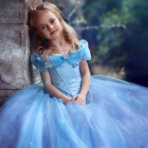 Royal Blue Flower Girl Dresses A Line For Wedding Shiny Off The Shoulder Children Ball Gowns - Cute As A Button Boutique