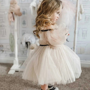 Baby Girl Princess Off Shoulder Tutu Dress Long Sleeve Child Vintage Tulle Party Wedding Birthday dress - Cute As A Button Boutique