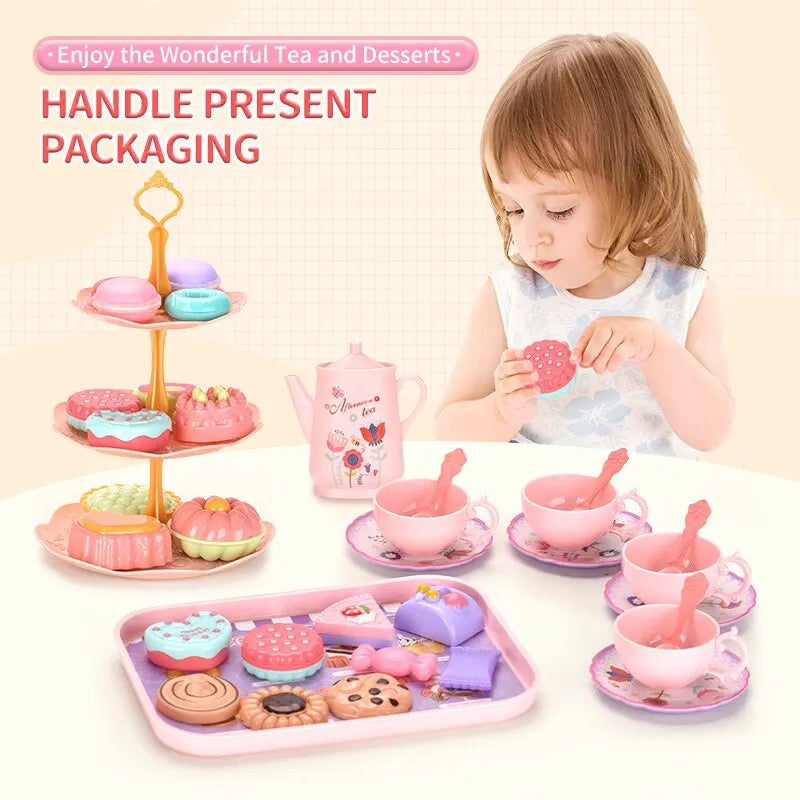 Toy Tea Set for Little Girls.Tea Party Set Toys for Kids Girls Pretend Play Snack Toy.