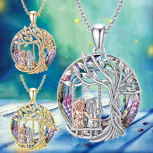 Sister Crystal Necklace Stainless Steel Life Tree Pendant Jewelry Gift - Cute As A Button Boutique