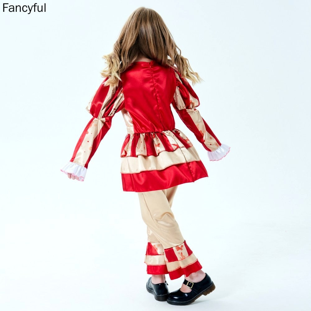 Girls Joker Dress Horror Clown Costume Full Set for Halloween Carvinal Party - Cute As A Button Boutique