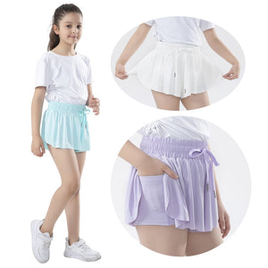 Girls Flowy Shorts Butterfly Shorts With Pocket 2-in-1 Athletic Shorts For Kids Active Workout Sports Tennis 3-15 Years - Cute As A Button Boutique