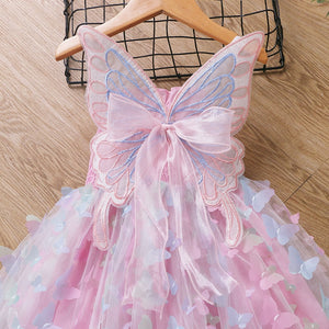 Girls Butterfly Wings Fairy Princess lights up Dress Lovely Kids Summer Sleeveless Tulle Dress Child Birthday Party Gown - Cute As A Button Boutique