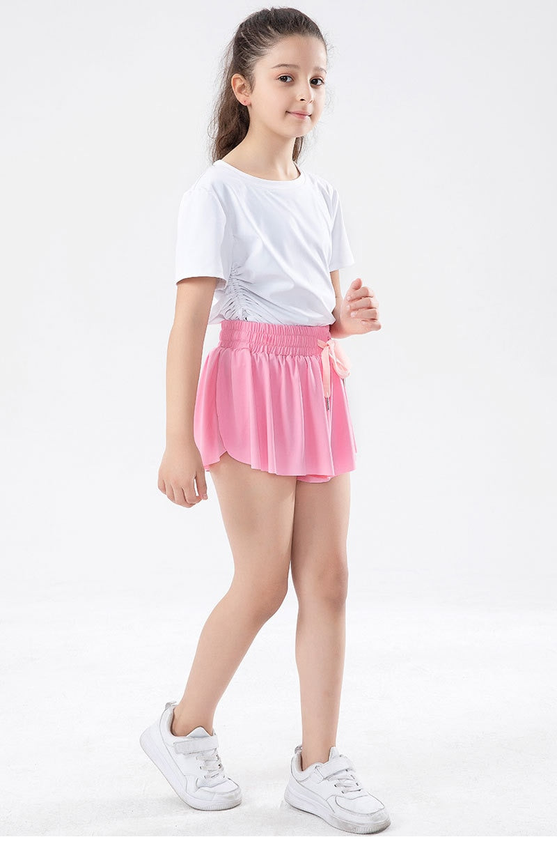 Girls Flowy Shorts Butterfly Shorts With Pocket 2-in-1 Athletic Shorts For Kids Active Workout Sports Tennis 3-15 Years - Cute As A Button Boutique