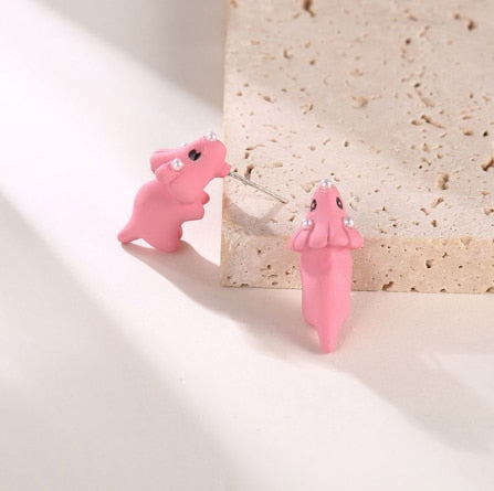 2pcs Animal Cartoon Stud Earring. Cute Dinosaur Little Dog Whale Clay Bite Ear Jewelry Funny Gifts Fashion Accessoriesy - Cute As A Button Boutique