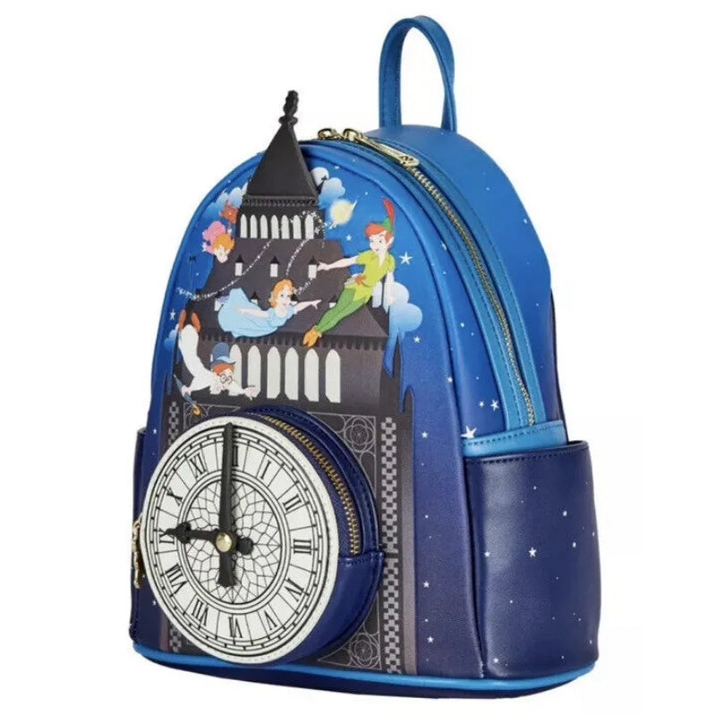 Peter Pan Clock Glow in The Dark Mini Backpack Double Strap Shoulder Bag