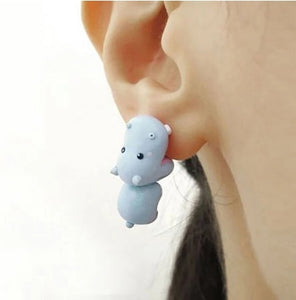 2pcs Animal Cartoon Stud Earring. Cute Dinosaur Little Dog Whale Clay Bite Ear Jewelry Funny Gifts Fashion Accessoriesy - Cute As A Button Boutique