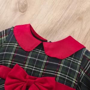 Baby Girl Princess Plaid Tutu Dress Bow Christmas Baby Clothes 1-7Y - Cute As A Button Boutique