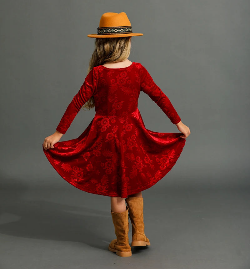 BOHO Winter and Autumn Velvet Dress Long Sleeve A-Line