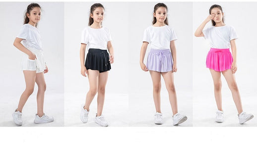 Girls Flowy Shorts Butterfly Shorts With Pocket 2-in-1 Athletic Shorts For Kids Active Workout Sports Tennis 3-15 Years - Cute As A Button Boutique