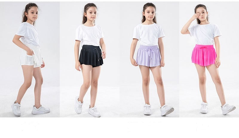 Girls Flowy Shorts Butterfly Shorts With Pocket 2-in-1 Athletic Shorts For Kids Active Workout Sports Tennis 3-15 Years - Cute As A Button Boutique