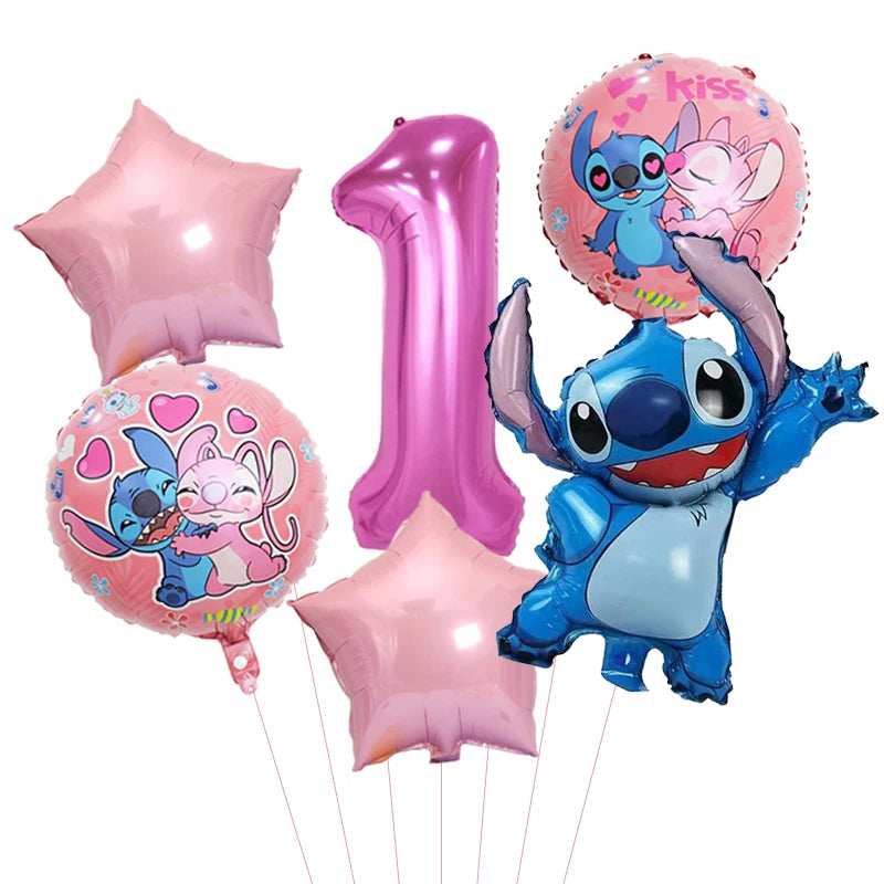 6pcs Disney Lilo & Stitch Party Balloons 32" Number Balloon set Baby Shower Birthday Party Decorations - Cute As A Button Boutique